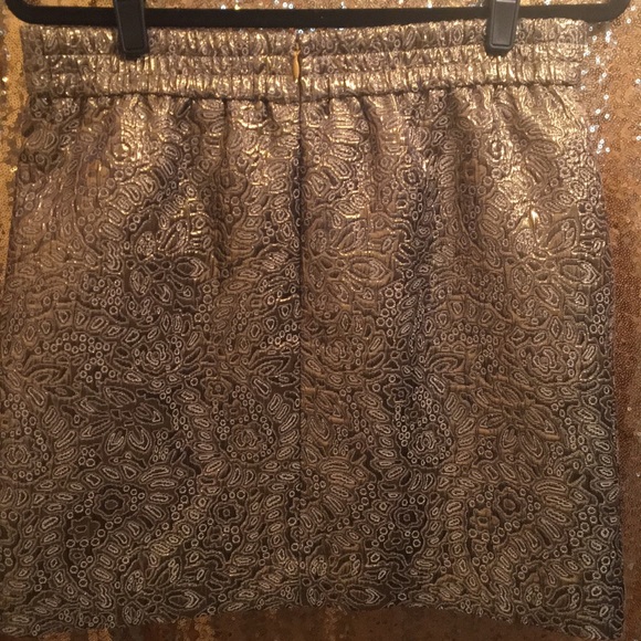 LOFT Gold Metallic Elastic Waist Skirt size M - Picture 6 of 7